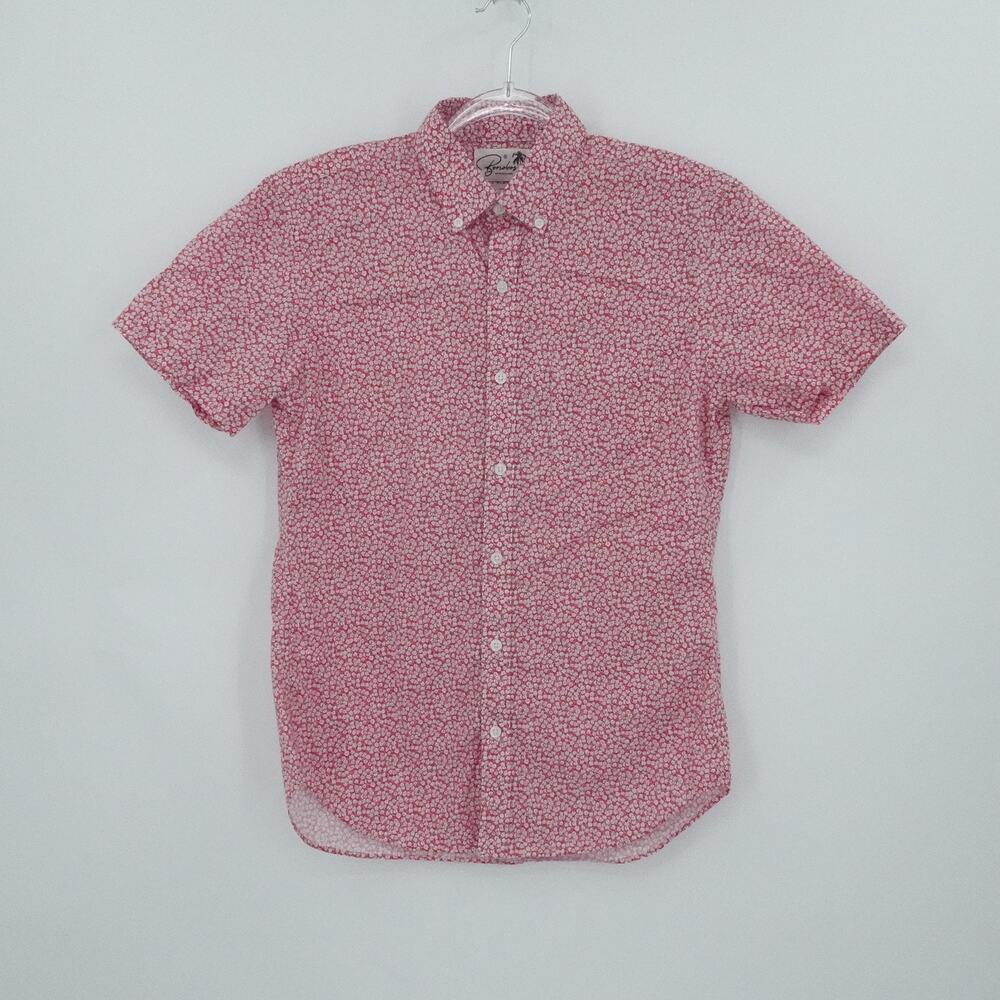 Bonobos Shirt‎ Mens Small Red White Floral Slim Fit Button Down Casual Summer